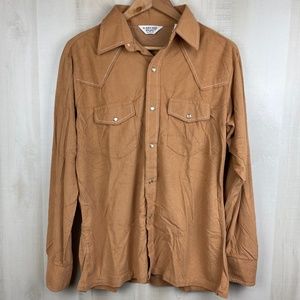 VTG 1970s Gaucho Originals Men’s Faux Suede Long Sleeve Pearl Snap Shirt Large